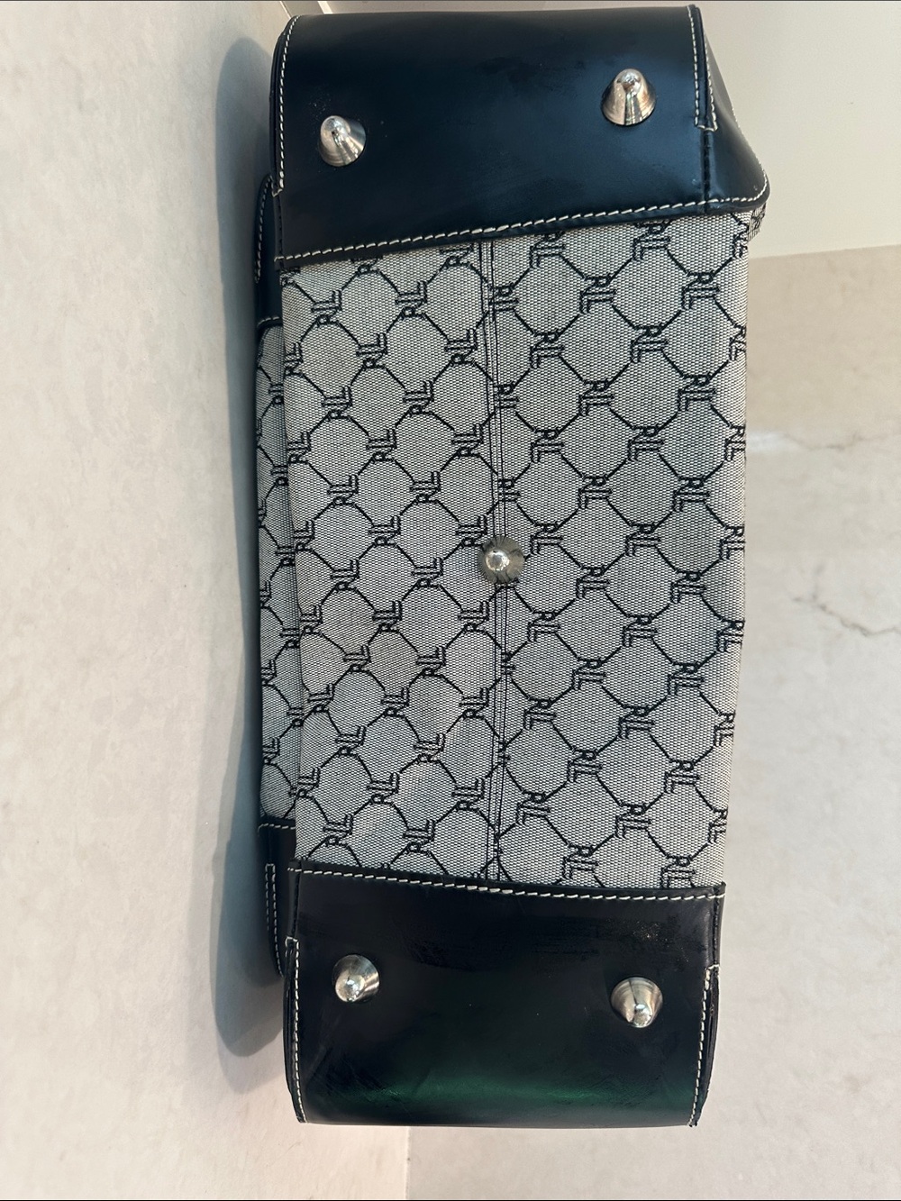 Vintage Lauren Ralph Lauren monogram canvas leather shoulder bag/tote - Y2K - Picture 5 of 7